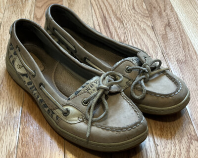 Sperry Women’s Tan Cheetah Sequin Boat Shoes Women’s 9102341