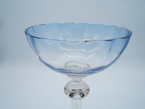 MOSER CHAMPAGNE & RHINE WINE GLASS GOBLET BLUE & CLEAR VERY UNUSUAL - Picture 7 of 9