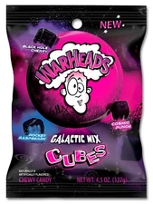 12x Warheads Galactic Mix Cubes Chewy Candy Peg Bag 127g