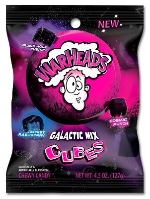 12x Warheads Galaktisch Mix Würfel Kaubonbon Candy Klammer Tasche 127g