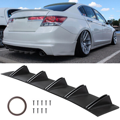 10 Fins Matte Black Rear Bumper Diffuser Lip Spoiler Splitter For Honda Accord