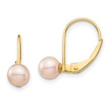 Madi K Kid's Earrings 14K 5-6mm Pink Round FW Cultured Pearl, 0.87 gram