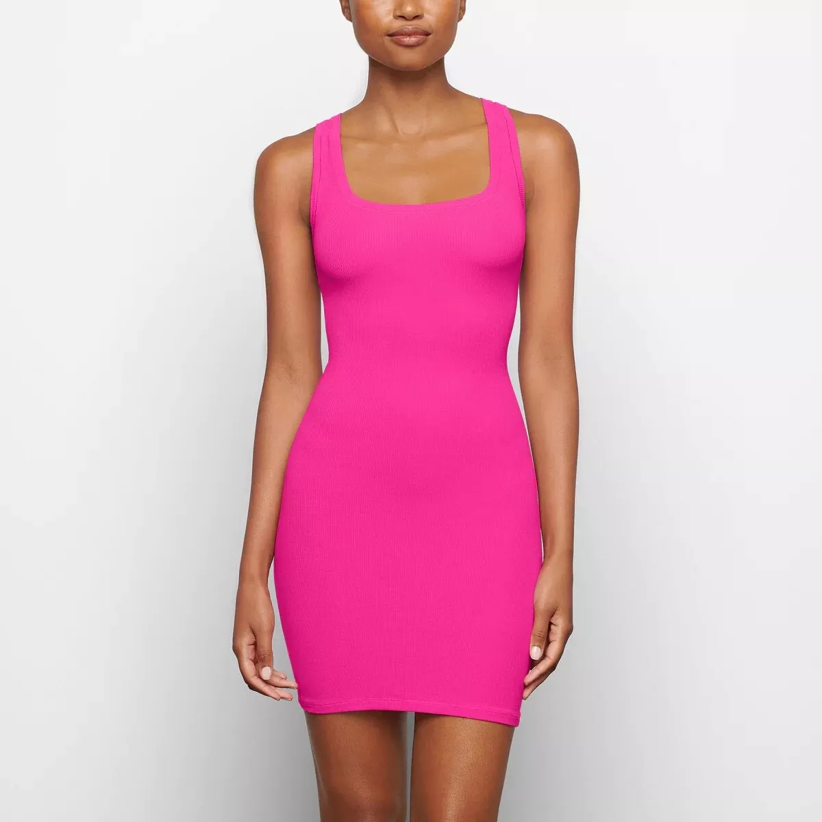 NWT SKIMS Women’s Soft Lounge Mini Dress Hot Pink XS X-Small 🎀