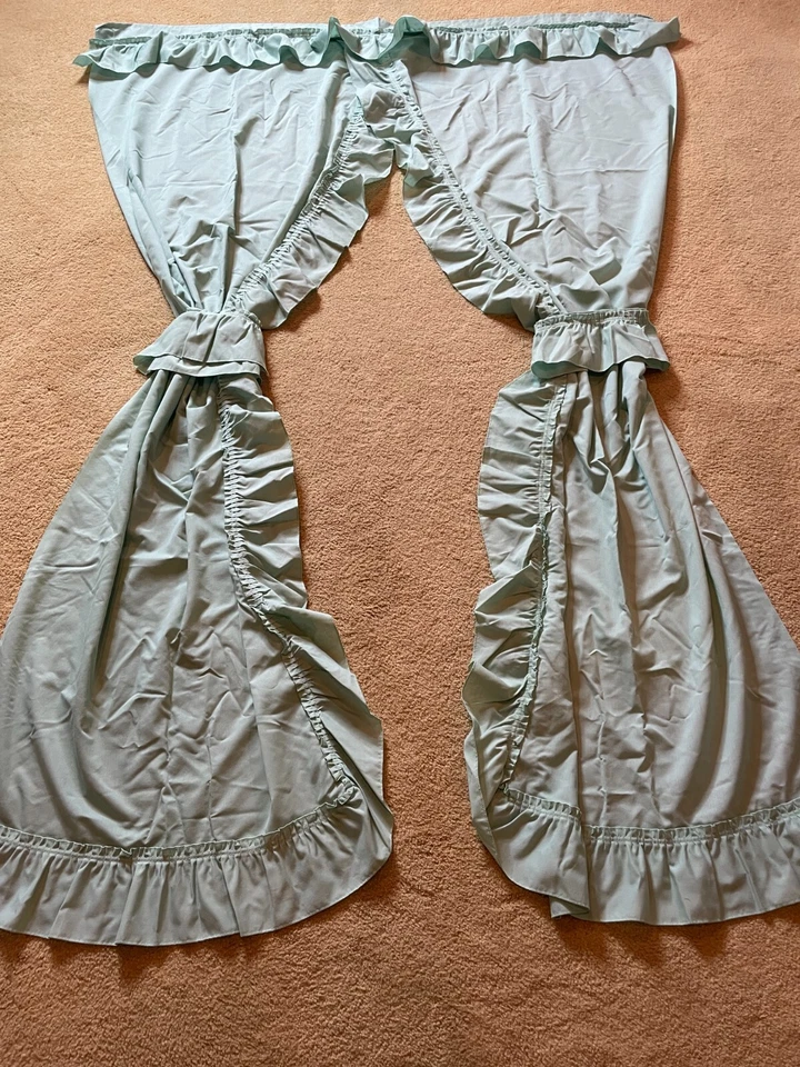 Paneles de cortina con volantes de ventana verde espuma de mar salvia casa de campo 52" ancho x 80" largo Foto 2 de 4