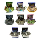 3D Dinosaur Stereoscopic Book Pop Up Astronaut Castle Basketball Key Chain x 2