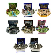 3D Dinosaur Stereoscopic Book Pop Up Astronaut Castle Basketball Key Chain x 2