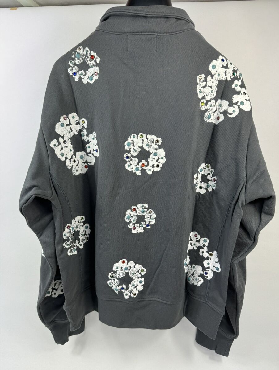 DENIM TEARS - LOGO GEMSTONES HALF ZIP SWEATSHIRT SIZE: XXL DENIM TEARS - LOGO GEMSTONES HALF ZIP SWEATSHIRT SIZE: XXL