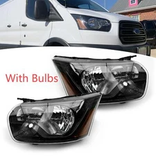 Left&Right Side Halogen Headlight For 2015-2024 Ford Transit 150 250 Black Clear