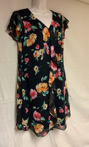 Emma & Michele Brand Black With Floral Print & Ruffled Dress Womenâs Size Small | eBay