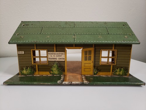 Vintage MARX Toy Tin Litho Building US Army Headquarters Training Center T3-21 - 第 1/12 張圖片