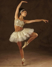 Mirage Crop Top  Tutu Child Medium Dance Costume CHINO With IVORY Lace