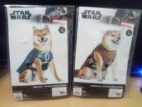 2  NEW STAR WARS Dog Costumes Large Halloween - by Fetch CHEWBACCA + BOBA-FETT  - Picture 1 of 4