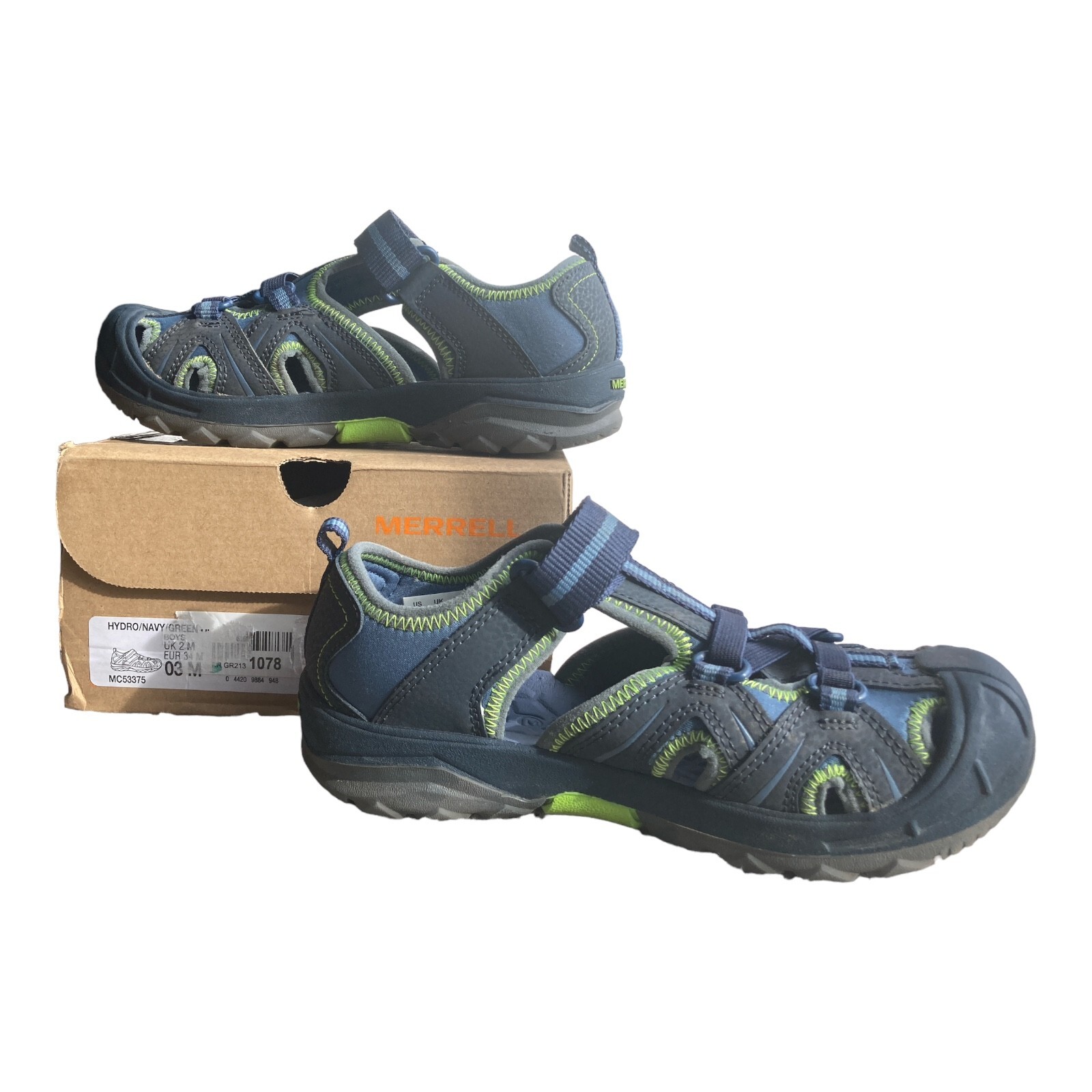 Merrell Kids Hydro H2O sandali da escursionista blu lime taglia 3 bambini grandi