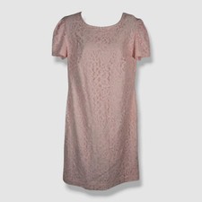 Lauren Ralph Lauren Women's Pink Floral Lace Round Neck Sheath Dress Size 12