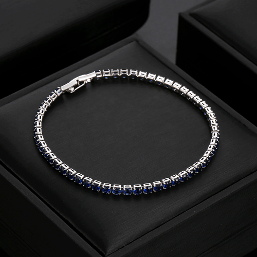 New 3MM Slim London Blue Topaz Gems Holiday Jewelry Gifts Women Silver Bracelets - Picture 3 of 6