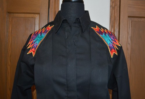 VTG Women's WRANGLER Authentic WESTERN Apparel LS Shirt M Southwestern MINT - Picture 2 of 8