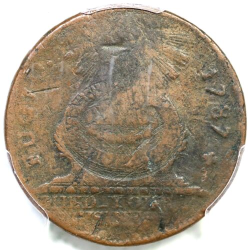 1787 N 1-L PCGS VF Dettagli Croce Dopo Data Fugio Centesimo Moneta Rame Coloniale - Foto 1 di 3