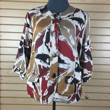 Nwt Tanjay Casual Blazer Jacket Women 14 Beige Floral Stretch Cotton