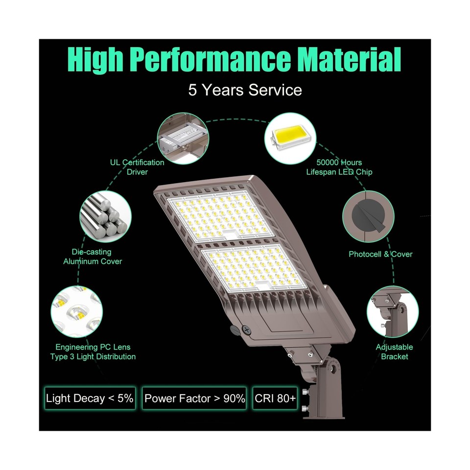 400W LED Parking Lot Light Dusk to Dawn Outdoor Lighting Pole Mount