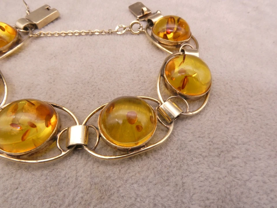 Armband Silber 935 prachtvolles wunderbares Designerkunstwerk mit Bernstein - Bild 4 von 4