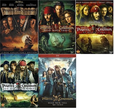 Pirates of The Caribbean 5 DVD Collection One 1 Two 2 Three