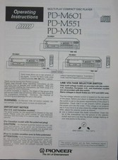 Original, OEM Pioneer PD-M601, PD-M501, PD-M551 CD Player Operating Instructions