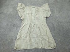 LOFT Dress Womens M Vertical Stripes Flutter Sleeve Linen Blend Mini Summer
