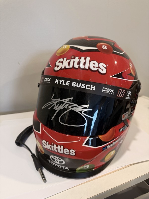 Kyle Busch Skittles Full Size Helmet Autographed 20% donated to Bundles of Joy! 
