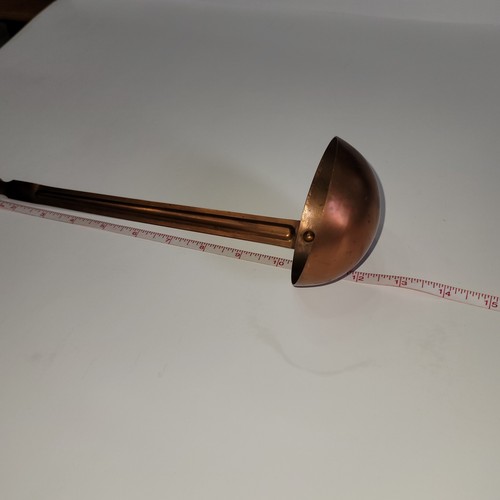 Vintage Copper Ladle 10” Handle Riveted Soup Sauce Primitive Rustic Farmhouse - Picture 3 of 11