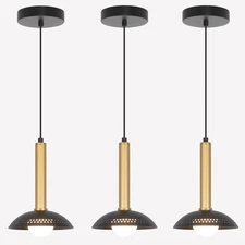 Mini LED 6W Pendant Light 3 Pack with Openwork Metal Shade | CRI 90 3000K Mat...