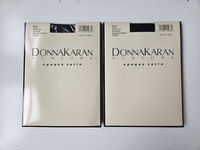  2 New Donna Karan NY Opaque Satin all sheer Pantyhose 222  Sz small black