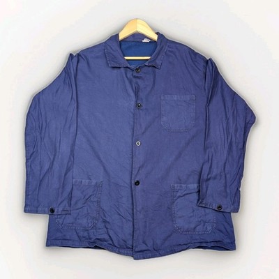 French Style Arbeitsjacke Chore Taschen Indigo Blau XL 48 Zoll Truhe, Vintage 
