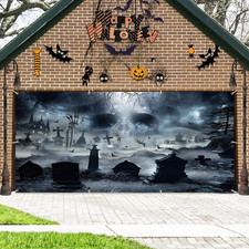 13X6Ft Halloween Garage Door Banner - Happy Halloween Door Cover Hanging Decorat