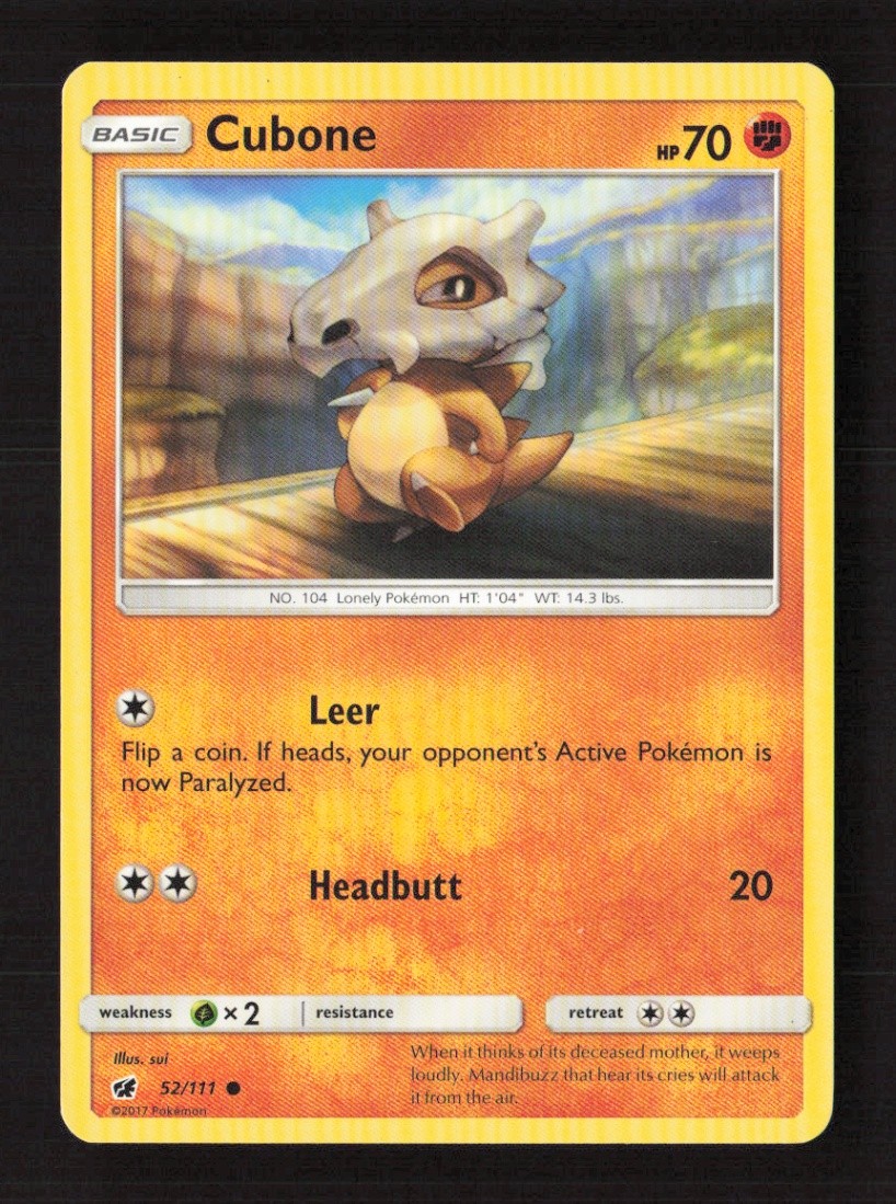 Cubone Common Normal SM - Crimson Invasion 52/111 LP Pokémon TCG