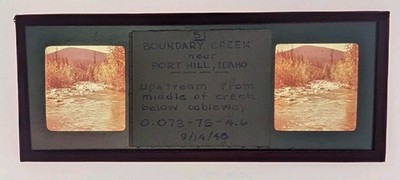 40's STEREOSCOPIC GLASS SLIDE BOUNDARY CREEK NEAR PORT HILL IDAHO SGS1