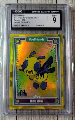 Wise Wasp 2025 Topps Chrome VeeFriends #72 Yellow Refractor CGC 9 #6070468036