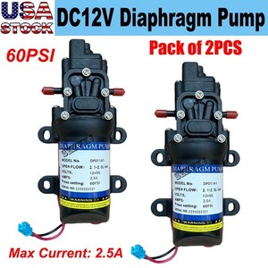 2* 60PSI 12VDC 2.5A Mini Diaphragm Booster Pump 2.5L/M For RV Camper Marine Boat