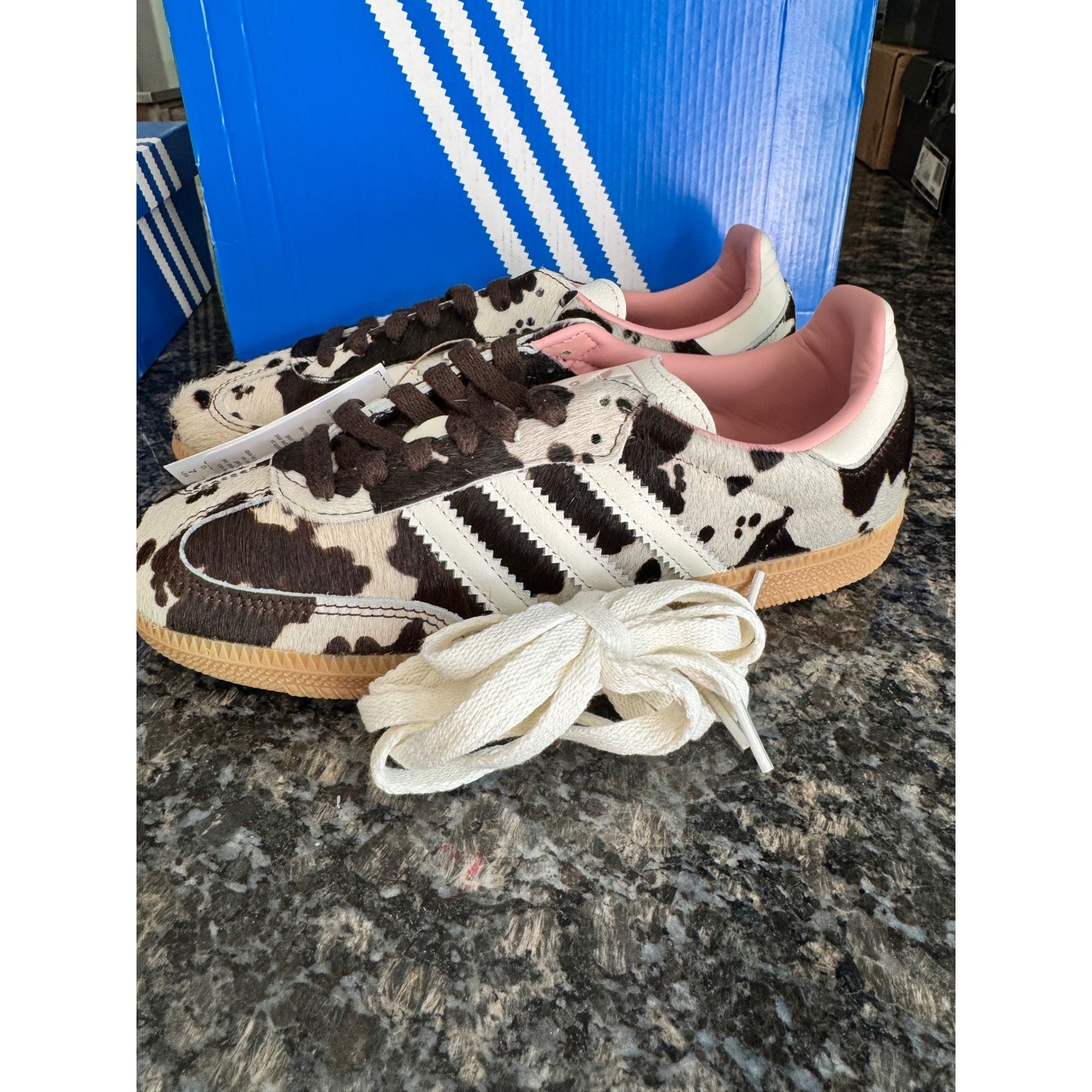 Adidas Samba OG Cow Print Pony Hair Sneakers for Women 7