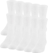60 Pairs Wholesale Bulk Men's Solid White Sports Cotton Crew Socks 9-11 10-13