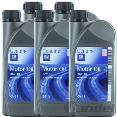 5x 1 LITER ORIGINAL LEICHTLAUF MOTORÖL 10W40 passend für OPEL 1942043 GM