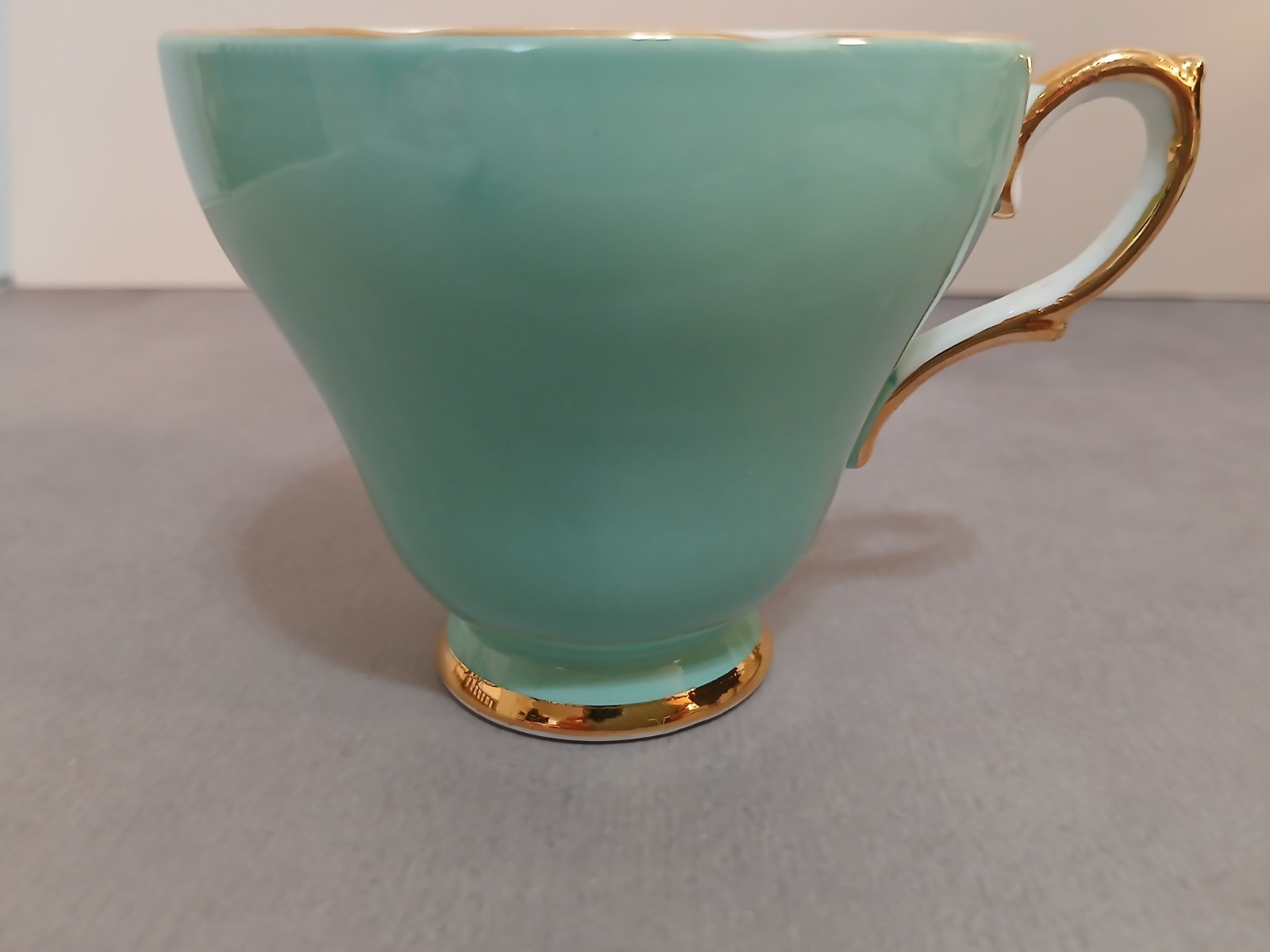Rare Vintage H&M Sutherland China Solid Teal Teacup w/Saucer
