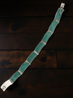 ESTATESOLID STERLING SILVER BRACELET 8 3/8" MALACHITE CURVED LINK HANDMADE #7842 — photo 1
