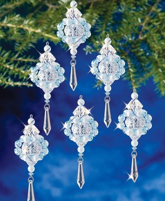 The Beadery Holiday Beaded Ornament Kit-Winter's Elegance Snowflake Makes 6