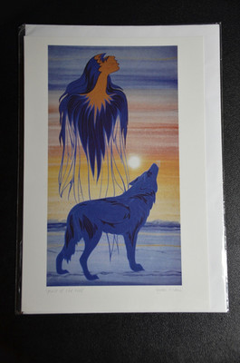 SPIRIT OF THE WOLF by Manitoba Sioux artist Maxine Noel - New 6'' x 9'' Art Card