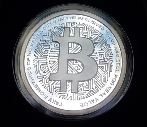 2019 BitCOiN 2 oz. Silver Shield Proof Medallion Mini Mintage Crypto Series #1