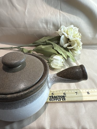 Handcrafted Ceramic Saucepan with Lid, Rustic Finish Cottagecore Kitchen 473a - 第 7/7 張圖片