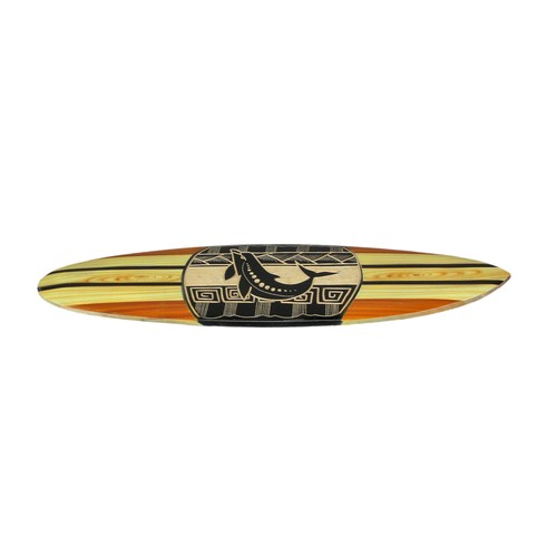 Hand Crafted Wooden Tribal Dolphin Design Surfboard Wall Hanging 20 Inches - Picture 2 of 7