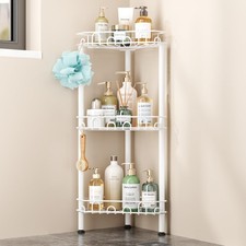 SWTYMIKI ZWJ269 Corner Shower Caddy 3-Tier Stainless Steel White 12 Hooks