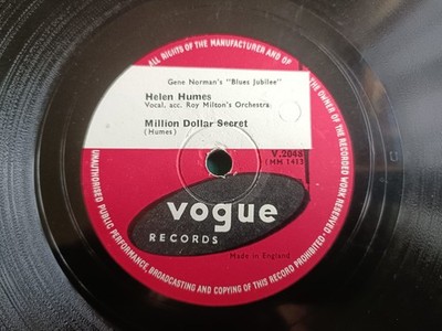 Helen Humes: Million Dollar Secret 10'' 78RPM 1951 1st UK Press Shellac V.2048