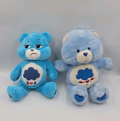 Care Bears Grumpy Bear 13''  Play Along 2002 & 10'' 2024 Basic Fun In EUC 